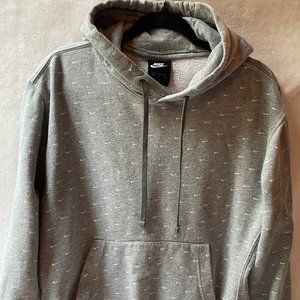 Nike, Men's All Over Mini Swoosh Pull Over Hoodie, Medium, Gray